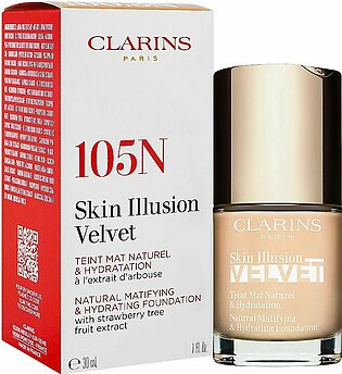 Clarins Paris Skin Illusion Velvet Natural Mattifying & Hydrating Foundation, 105N
