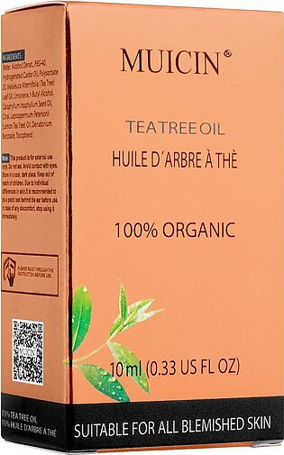 Muicin 100% Organic Tea Tree Oil, Suitable For Blemished Skin, 10ml