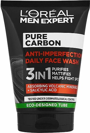 L'Oreal Paris Expert Pure Carbon Anti-Imperfection 3in1 Daily Face Wash, 100ml