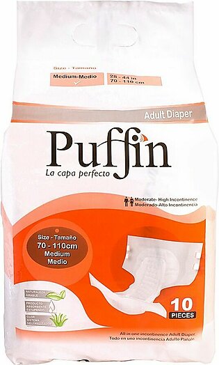 Puffin Adult Diaper, Medium 70-100 cm, 10-Pack