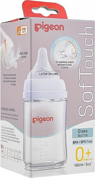Pigeon Soft Touch WN Glass Feeding Bottle, 160ml, A79436