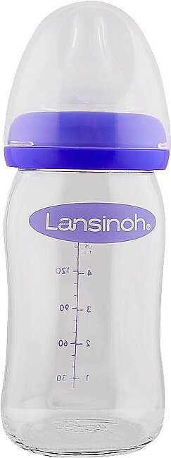 Lansinoh Glass Feeding Bottle With Natural Wave Teat, BT77240OCT0321, 160ml