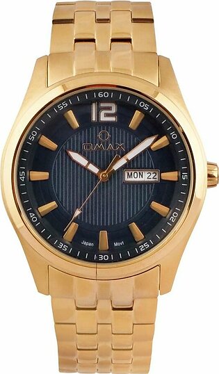 Omax Men's Round Black Dial With Golden Bracelet Analog Watch, 80SMG41I
