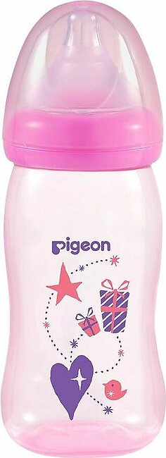 Pigeon Soft Touch Clear PP Feeding Bottle, Pink, 240ml, A78183