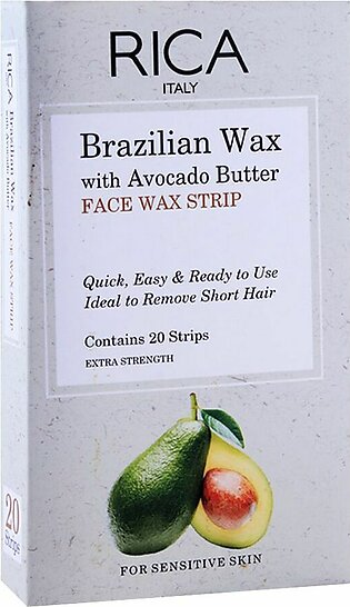 Rica Brazilian Wax, With Avocado Butter, Face Wax Strip, 20-Pack, For Sensitive Skin