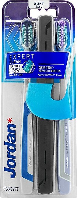 Jordan Expert Clean Tech Advanced Toothbrush With Case, Soft, 2-Pack