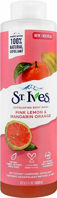 St. Ives Pink Lemon & Mandarin Orange Exfoliating Body Wash, 650ml
