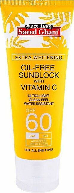 Saeed Ghani Extra Whitening Vitamin C Oil-Free Sun Block SPF60, 60ml