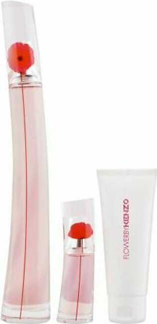 Kenzo Flower By Kenzo Poppy Bouquet Perfume Set, EDP 100ml + EDP 15ml + Body Milk 75ml