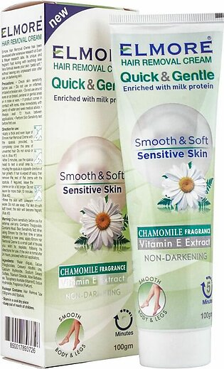 Elmore Quick & Gentle Soft & Smooth Chamomile Fragrance Sensitve Skin Hair Removal Cream, 100g