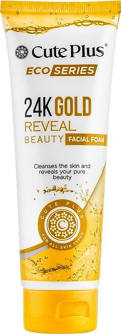 Cute Plus Eco Series 24K Gold Reveal Beauty Facial Foam, For All Skin Types, 100ml