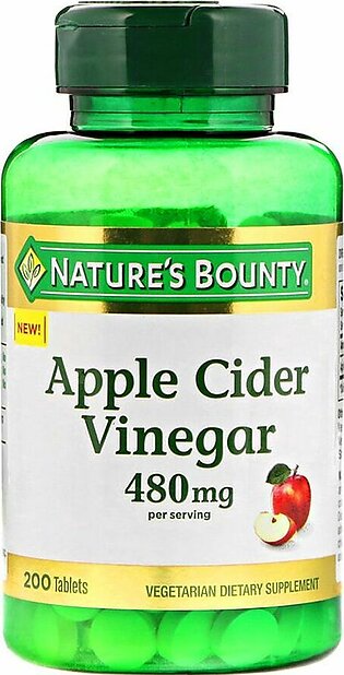 Nature's Bounty Apple Cider Vinegar, 480mg, 200 Tablets, Vegetarian Dietary Supplement