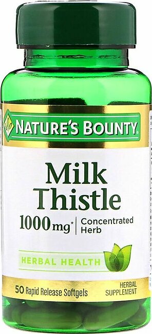 Nature's Bounty Milk Thistle 1000mg, 50 Softgels, Herbal Supplement