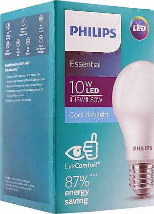 Philips Essential LED Bulb, 10W, E27 Cap, Cool Daylight