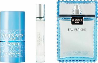 Versace Man Eau Fraiche Perfume Set For Men, EDT 100ml + EDT 10ml + Deodorant Stick