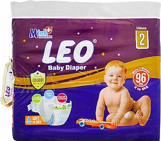 Leo Soft & Dry Baby Diaper No. 2, Mini/Small, 3-6 KG, 96-Pack