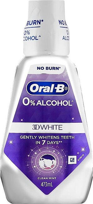 Oral-B 0% Alcohol 3D White Clean Mint Mouth Wash, 473ml