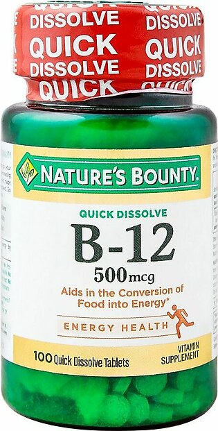 Nature's Bounty B-12, 500mg, 100 Tablets, Vitamin Supplement