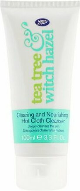 Boots Tea Tree With Hazel Clearing And Nourishing Hot Cloth Cleanser, 100ml