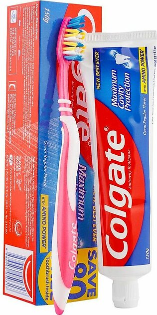 Colgate Maximum Cavity Protection Great Regular Toothpaste 150g, Brush Pack