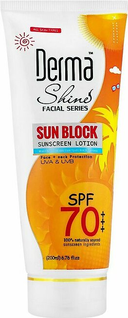 Derma Shine Sun Block SPF70 Sunscreen Lotion, 200ml