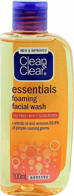 Clean & Clear Essentials Foaming Face Wash, Oil Free, 100ml