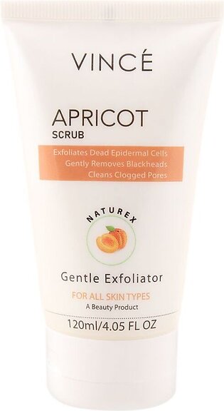 Vince Gentle Exfoliator Naturex Apricot Scrub, All Skin Types, Paraben Free, 120ml