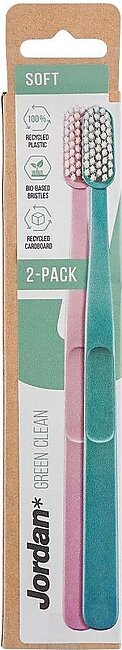 Jordan Green Clean Toothbrush, Soft, 2-Pack