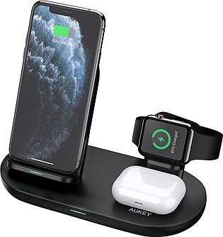 Aukey Aircore Series 3-in-1 Wireless Charging Station, Black, LC-A3