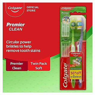 Colgate Premier Clean Toothbrush, Soft, 2-Pack, 50% OFF