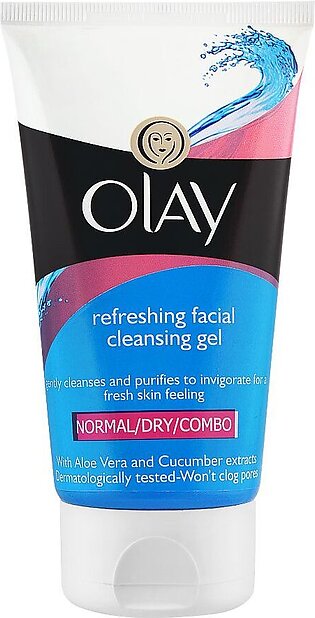 Olay Refreshing Facial Cleansing Gel, Normal/Dry/Combo, Aloe Vera + Cucumber Extracts, 150ml