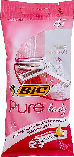 BIC Pure Lady 3 Blades Razor, 4-Pack