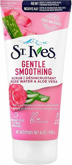 St. Ives Gentle Smoothing Rose Water & Aloe Vera Scrub, Tube, Oil Free, 170g