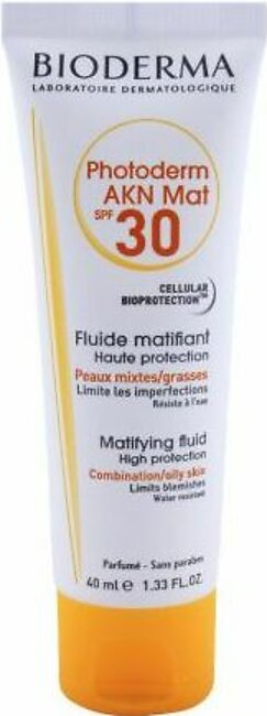 Bioderma Photoderm AKN Mat SPF 30 Mattifying Fluid, Combination & Oily Skin, 40ml