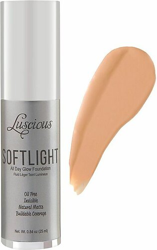 Luscious Cosmetics Soft Light All Day Glow Foundation, Natural Matte, 3