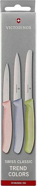 Victorinox Swiss Classic Paring Knife Set, 3-Pack, Trend Colors, 6.7116.34L3