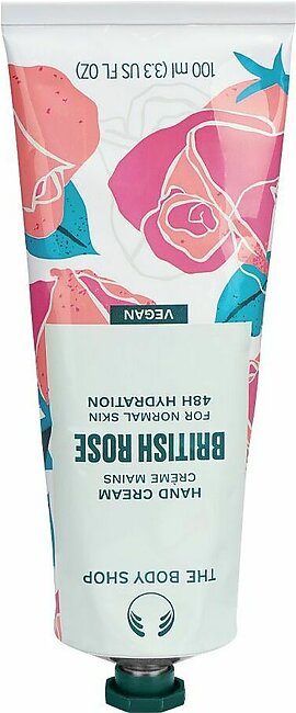 The Body Shop British Rose Vegan Normal Vegan Hand Cream Tube, 100ml