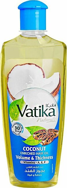 Dabur Vatika Naturals Volume & Thickness Coconut Enriched Hair Oil, 200ml