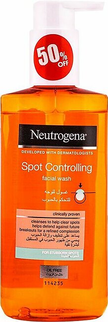 Neutrogena Spot Controlling Oil Free Facial Wash, 200ml, Save 50%
