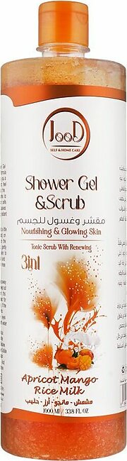 Jood Apricot Mango Rice Milk 3-In-1 Tonic Scrub With Renewing Skin Shower Gel & Scrub, 1000ml