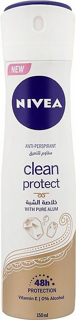 Nivea Clean Protect Anti-Perspirant Pure Alum Body Spray, 150ml