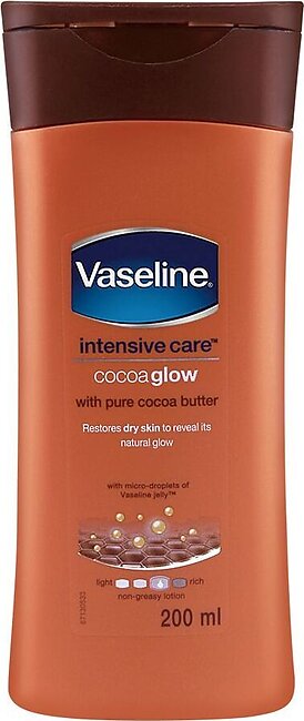 Vaseline Intensive Care Cocoa Glow Pure Cocoa Butter Lotion 200ml (Imported)