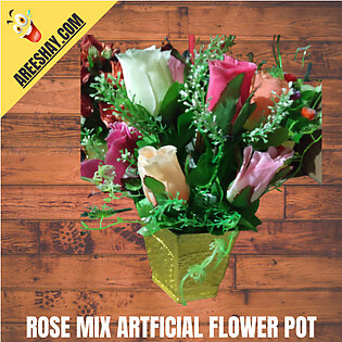 ROSE MIX ARTIFICIAL FLOWER POT