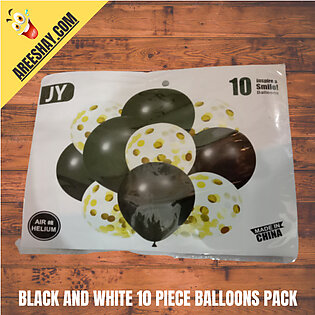 Black and White Birthday Theme Helium Balloons 10 Piece Pack