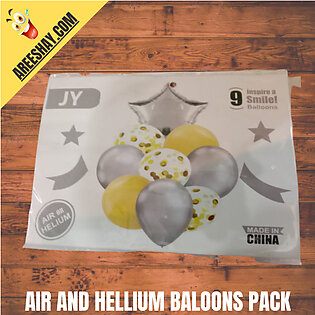 Silver and Gold Helium Balloons 9 Pieces
