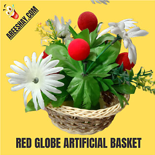RED GLOBE ARTIFICIAL FLOWER SHOWPIECE BASKET