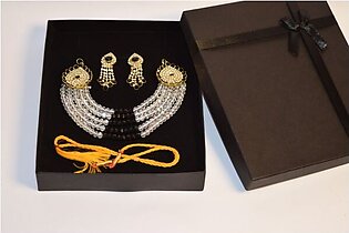 Pearl Neacklace + Rhinestone Earing ||Jewellery Set Of Girls