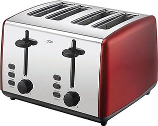 LOGIK L04TR19 4-Slice Toaster - Red & Silver