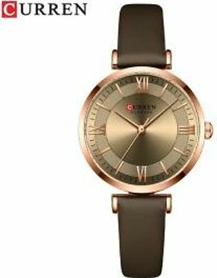 CURREN 9079 Women Quartz Watch Lady Bracelet Watches Slim Leather Wristwatch For Women Brown