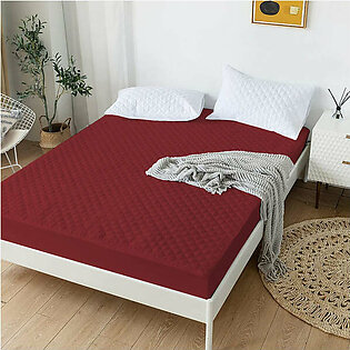 Quilted Waterproof Mattress Protector-Burgundy